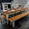 provence reclaimed wood dining table with chairs and bench