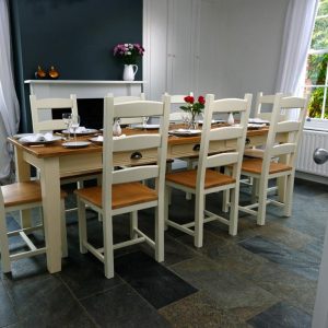 provence reclaimed wood table with chairs and place settings