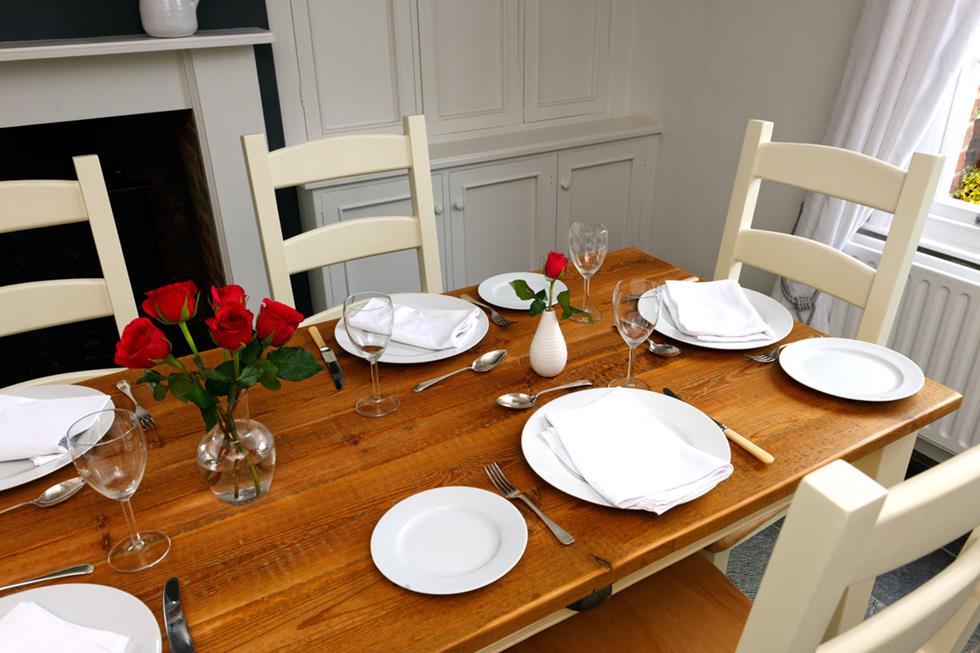 rustic wood dining table provence with set places