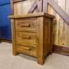Reclaimed wood 3 drawer bedside on posts