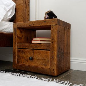 Alternative view of Reclaimed chunky bedside table with drawer