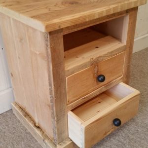Alternative view of Reclaimed Wood Bedside Table 2 drawer with open top
