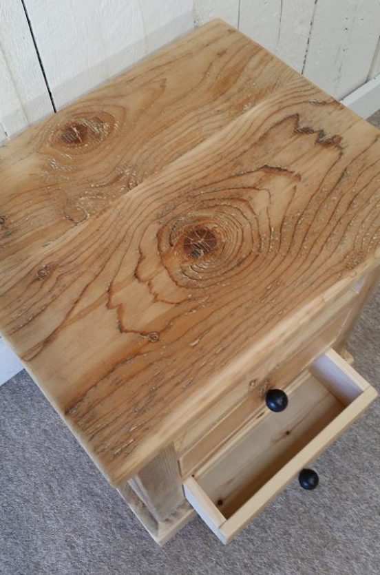 Reclaimed Wood Bedside Table 2 drawer with open top - Image 3